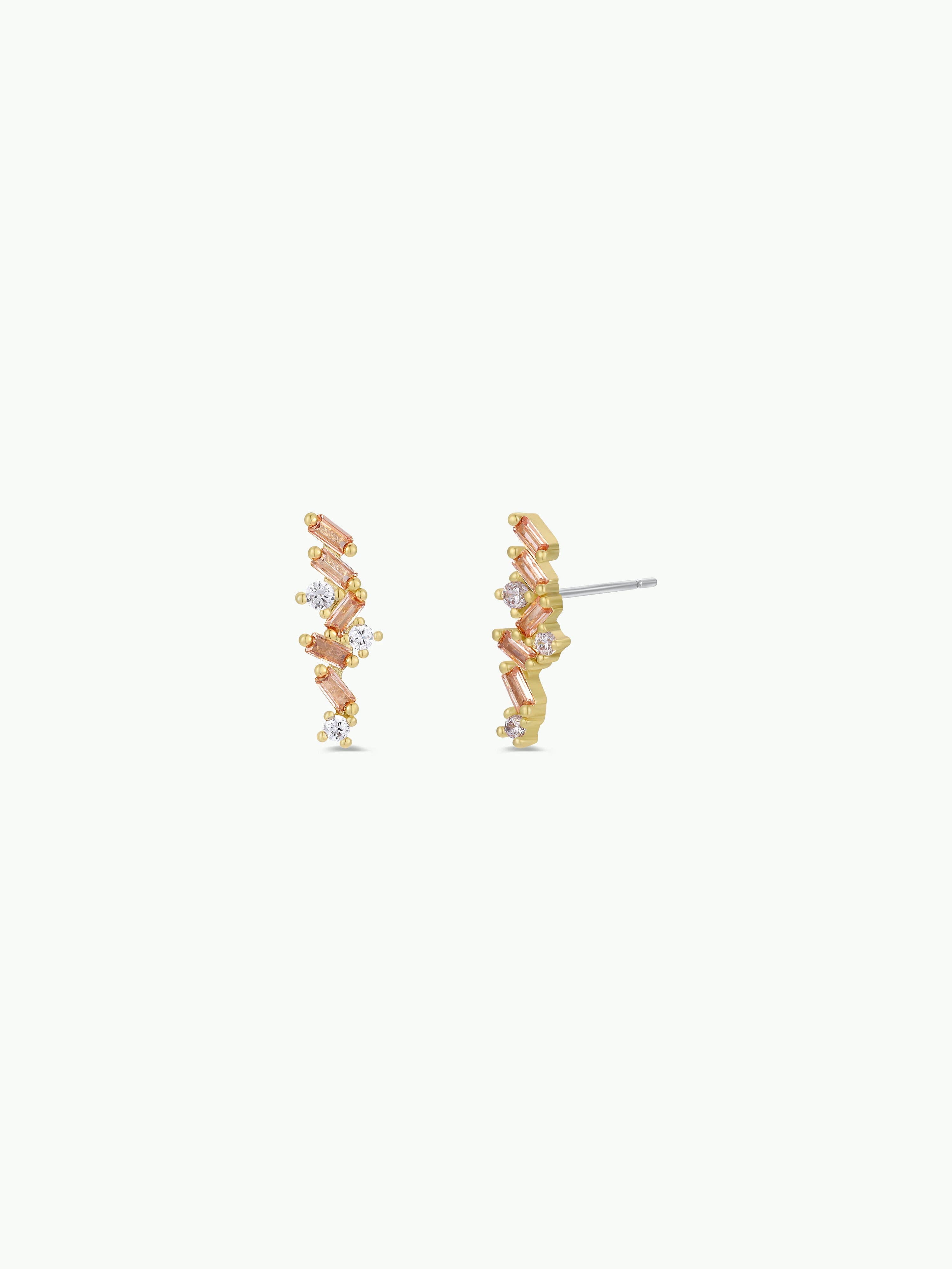 Cascading Baguette Drop - Gold Earrings