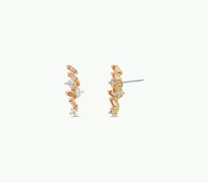 Cascading Baguette Drop - Gold Earrings