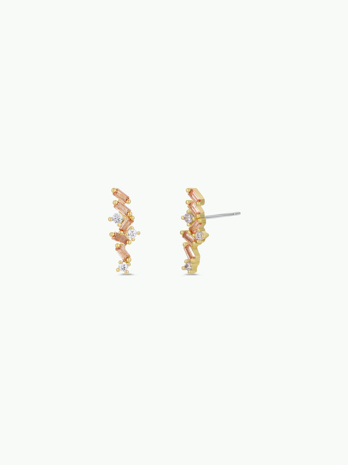 Cascading Baguette Drop - Gold Earrings