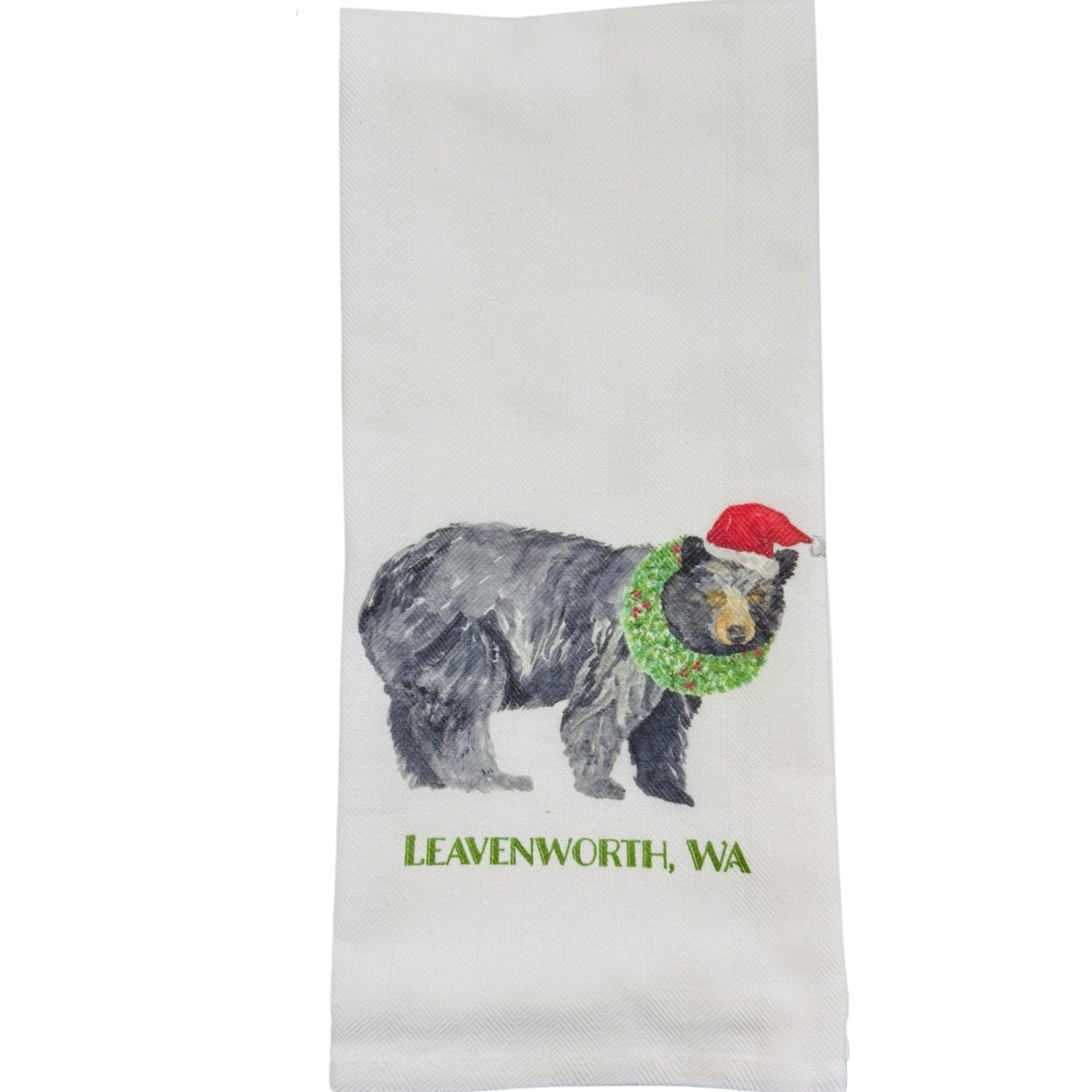 Leavenworth Bear w/ Wreath Tea Towel