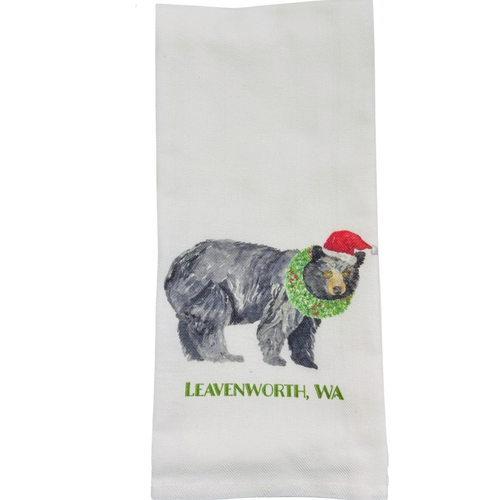 Leavenworth Bear w/ Wreath Tea Towel