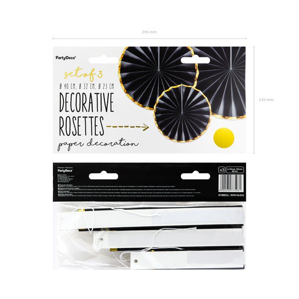 Black and Gold Fans - Set of 3