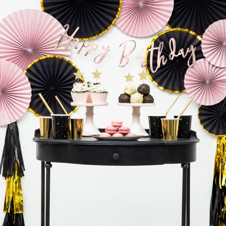 Black and Gold Fans - Set of 3
