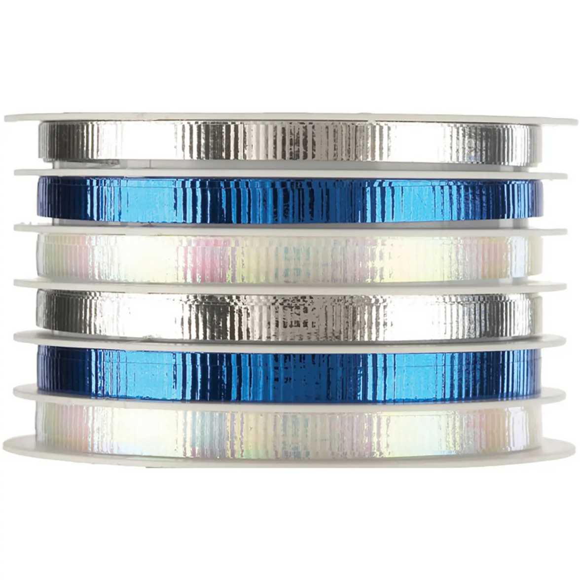 Blue, Pearl White & Silver Ribbon