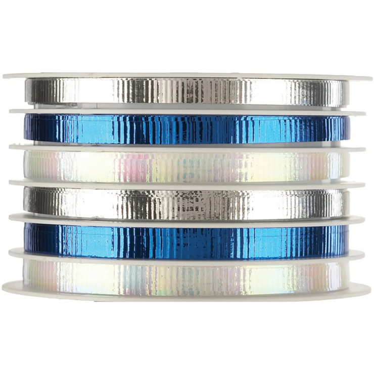 Blue, Pearl White & Silver Ribbon