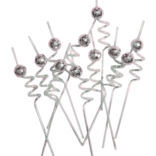 Reusable Disco Ball Party Swirly Straws
