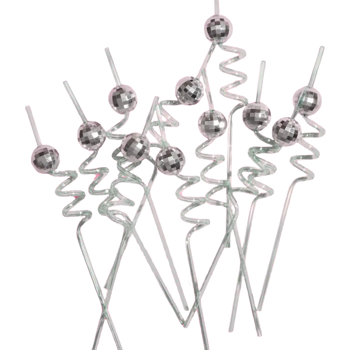 Reusable Disco Ball Party Swirly Straws