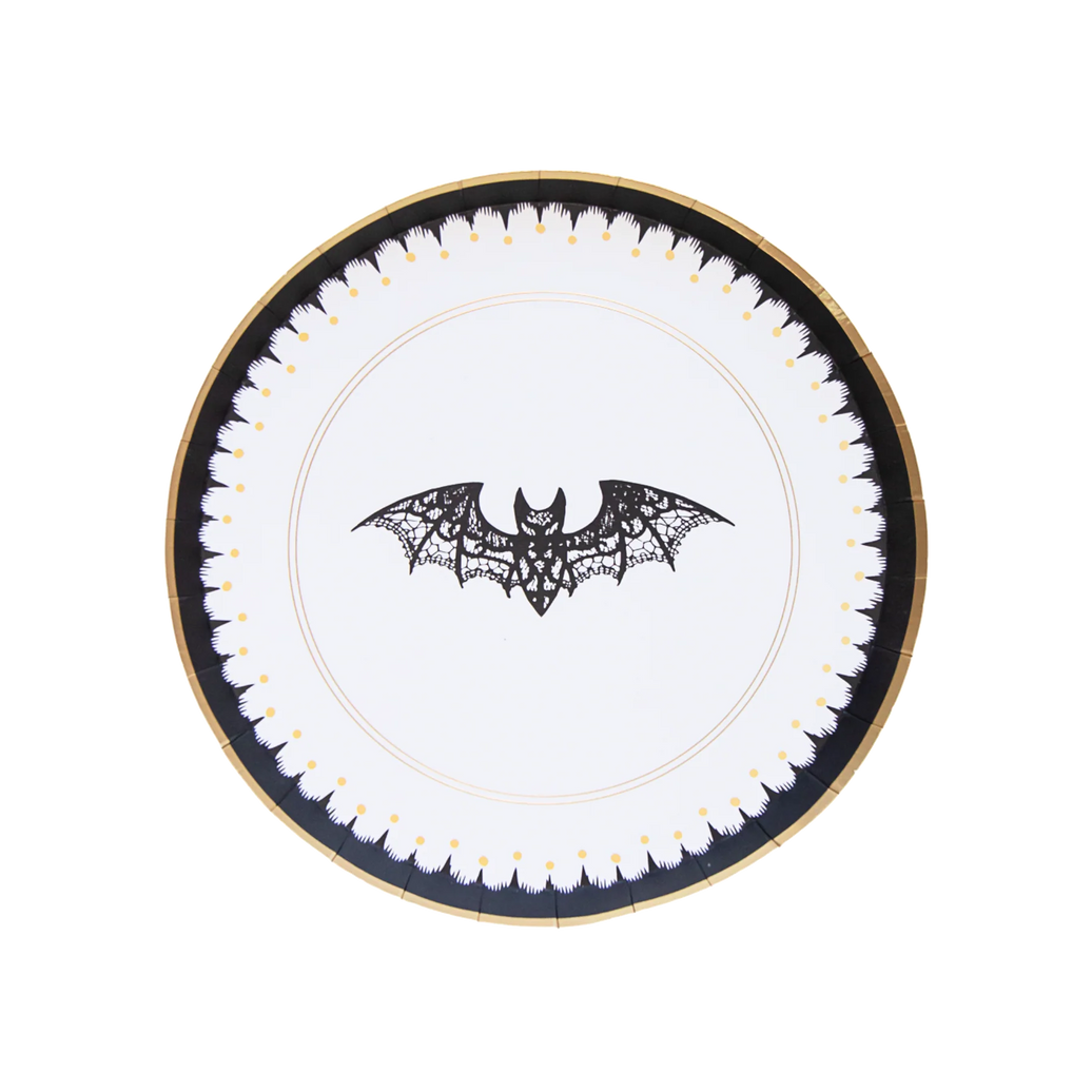 Elegant Halloween Dessert Lacy Bat Plates 8CT