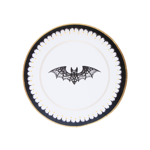 Elegant Halloween Dessert Lacy Bat Plates 8CT