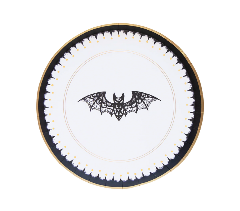 Elegant Halloween Dessert Lacy Bat Plates 8CT