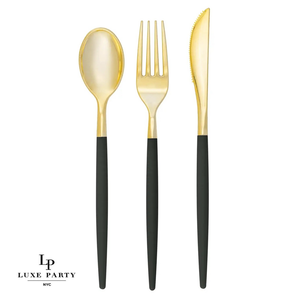 Emerald Green and Gold Cutlery Set - 32 Pieces