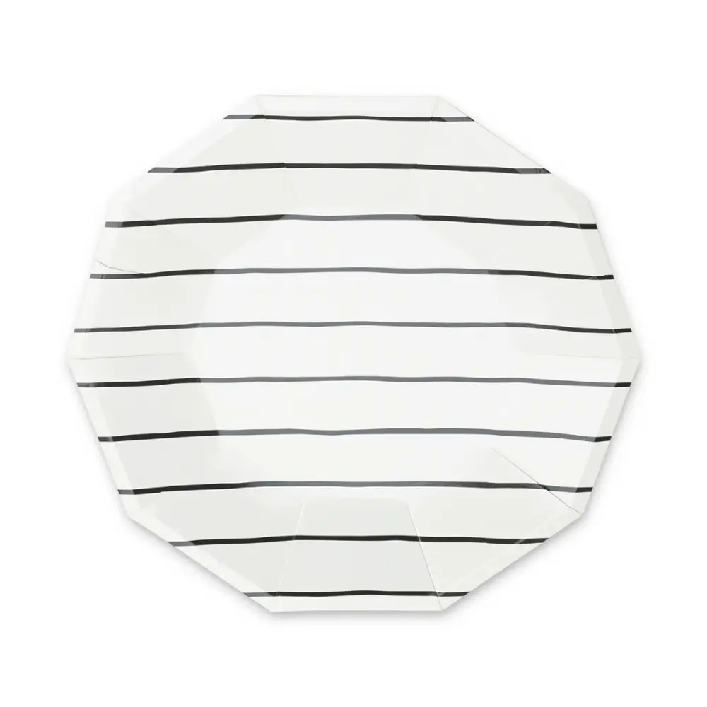 Frenchie Black Striped Large Plates 8CT
