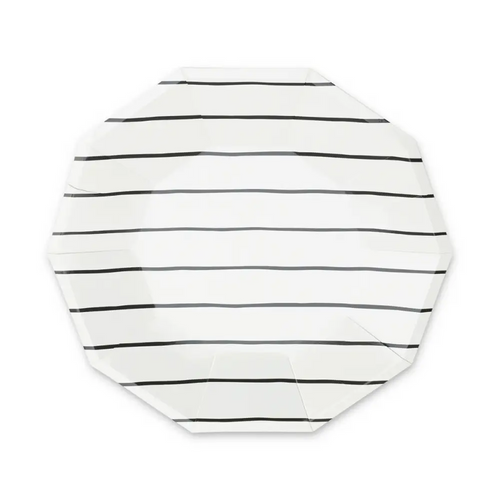 Frenchie Black Striped Large Plates 8CT