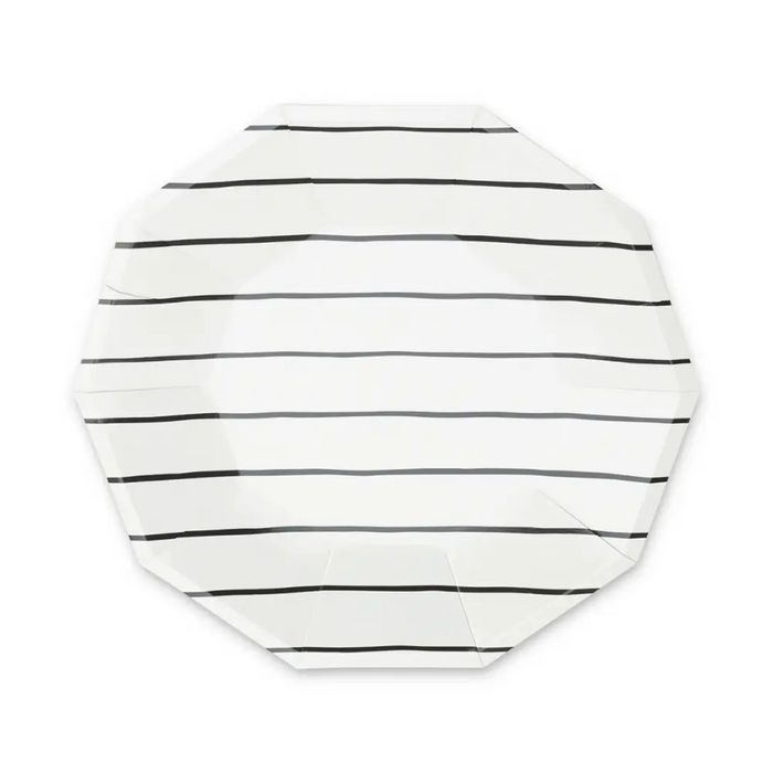 Frenchie Black Striped Large Plates 8CT