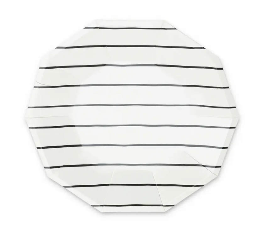 Frenchie Black Striped Large Plates 8CT