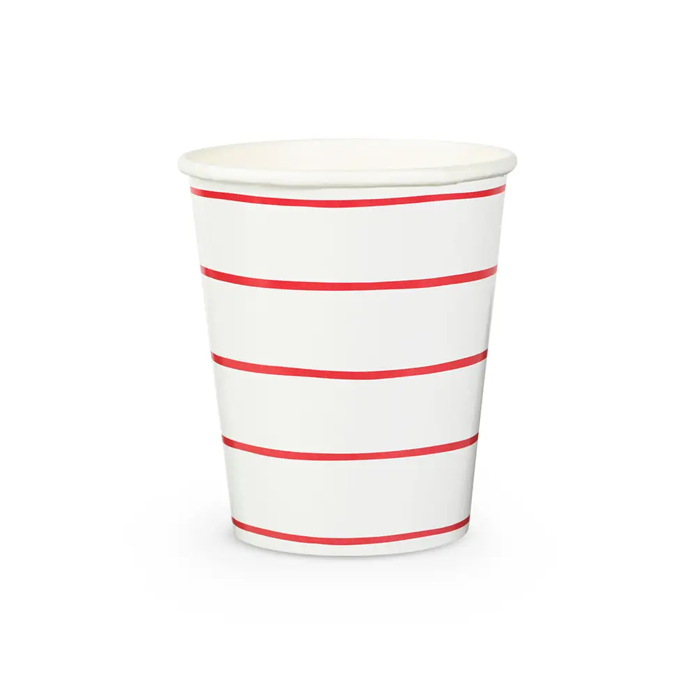 Frenchie Red Striped 9 oz Cups 8CT
