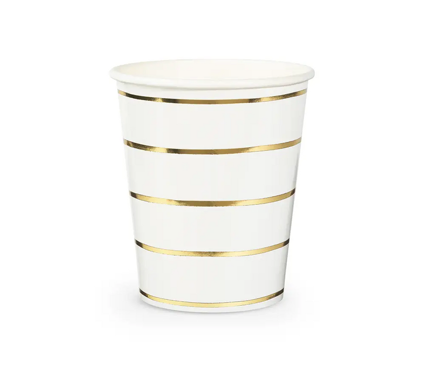Frenchie Gold Metallic Striped 9 oz Cups 8CT