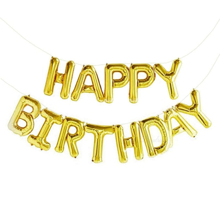 Gold Happy Birthday Balloon Banner