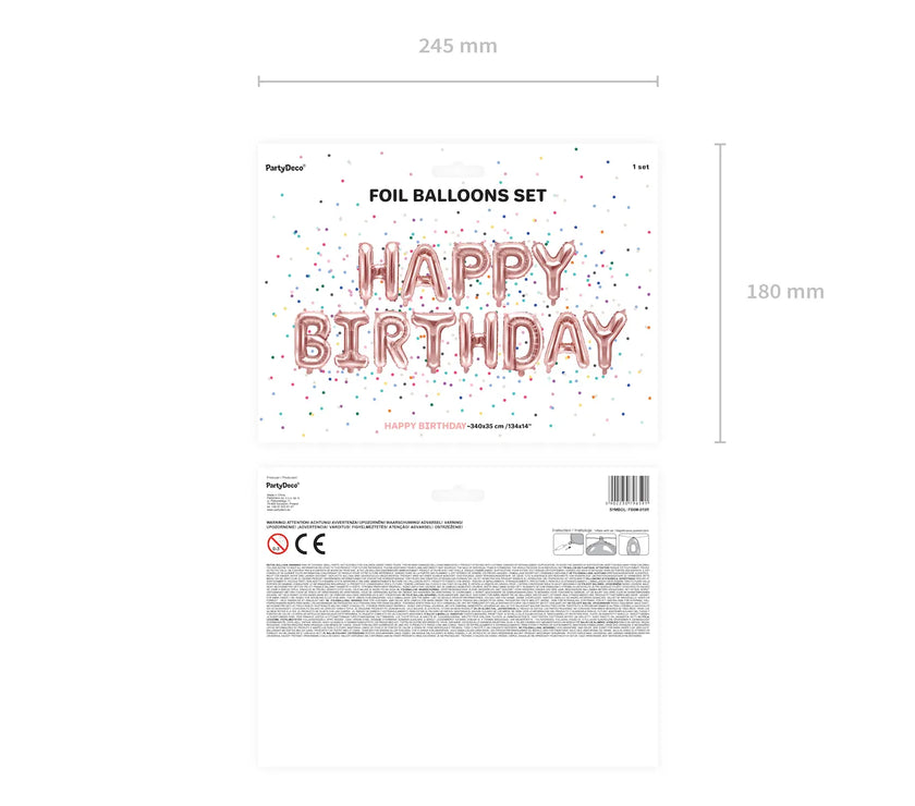 Rose Gold Happy Birthday Foil Balloon Banner