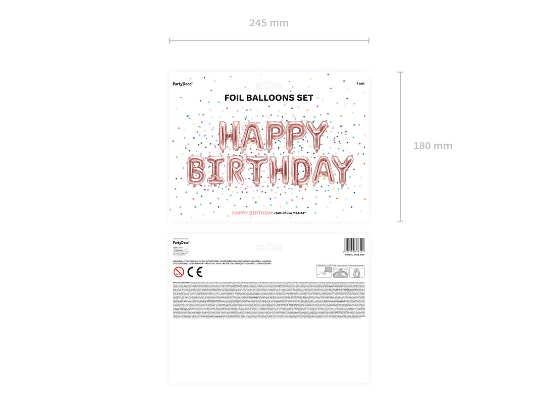 Rose Gold Happy Birthday Foil Balloon Banner