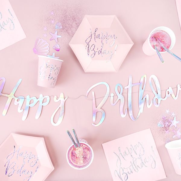 Iridescent Happy Birthday Banner