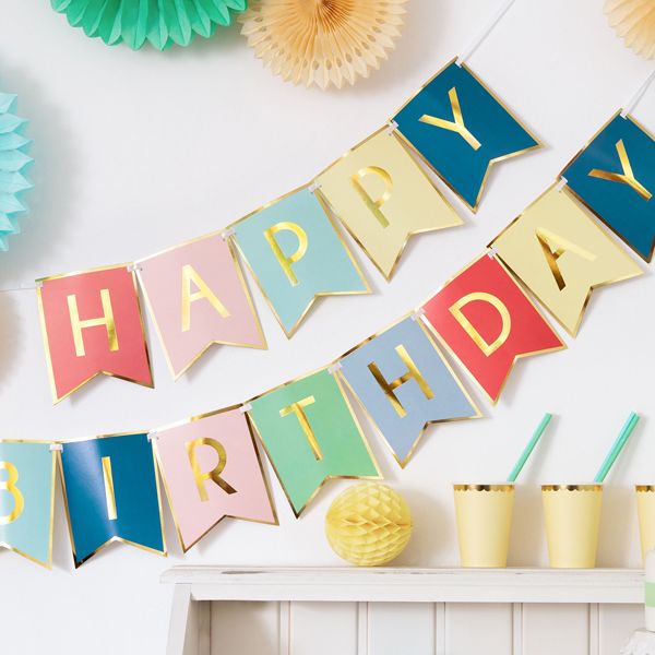 Multi Color Happy Birthday Banner