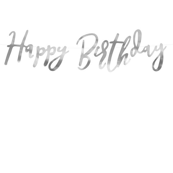 Silver Happy Birthday Banner