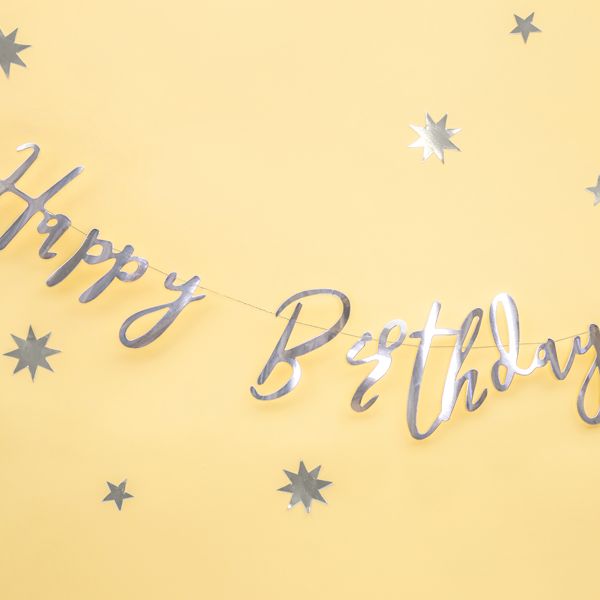 Silver Happy Birthday Banner