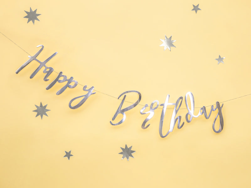 Silver Happy Birthday Banner