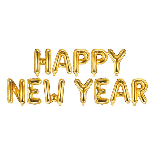 Gold Happy New Year Balloon Banner