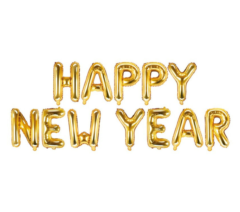 Gold Happy New Year Balloon Banner