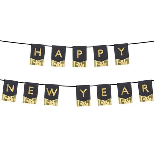 Happy New Year Banner - Gold and Black