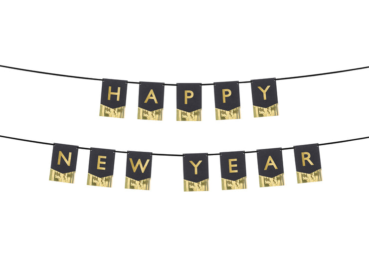 Happy New Year Banner - Gold and Black