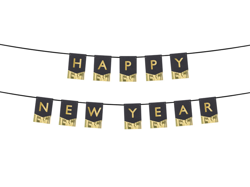 Happy New Year Banner - Gold and Black