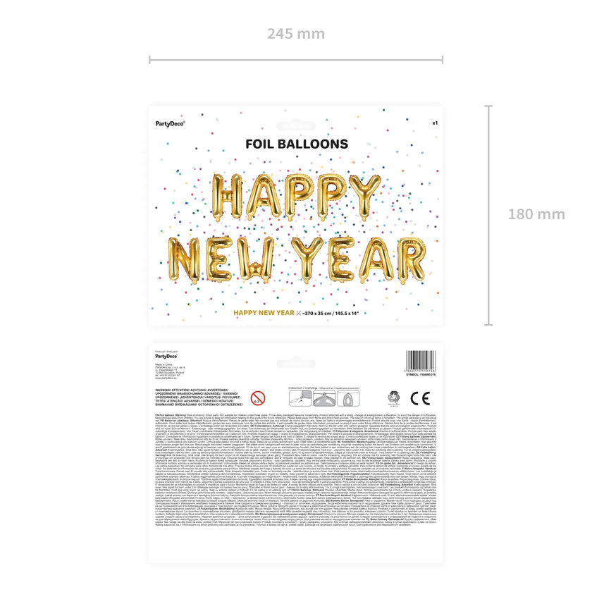 Gold Happy New Year Balloon Banner