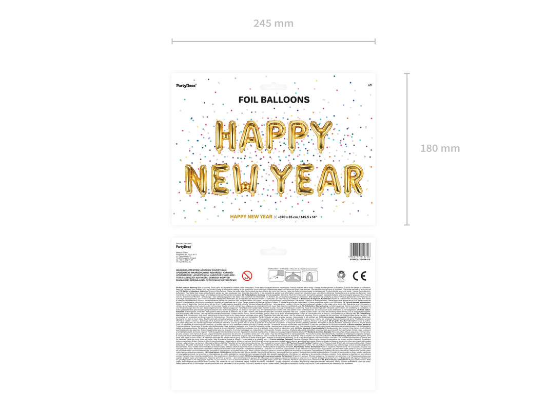 Gold Happy New Year Balloon Banner