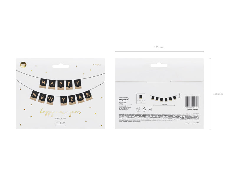 Happy New Year Banner - Gold and Black