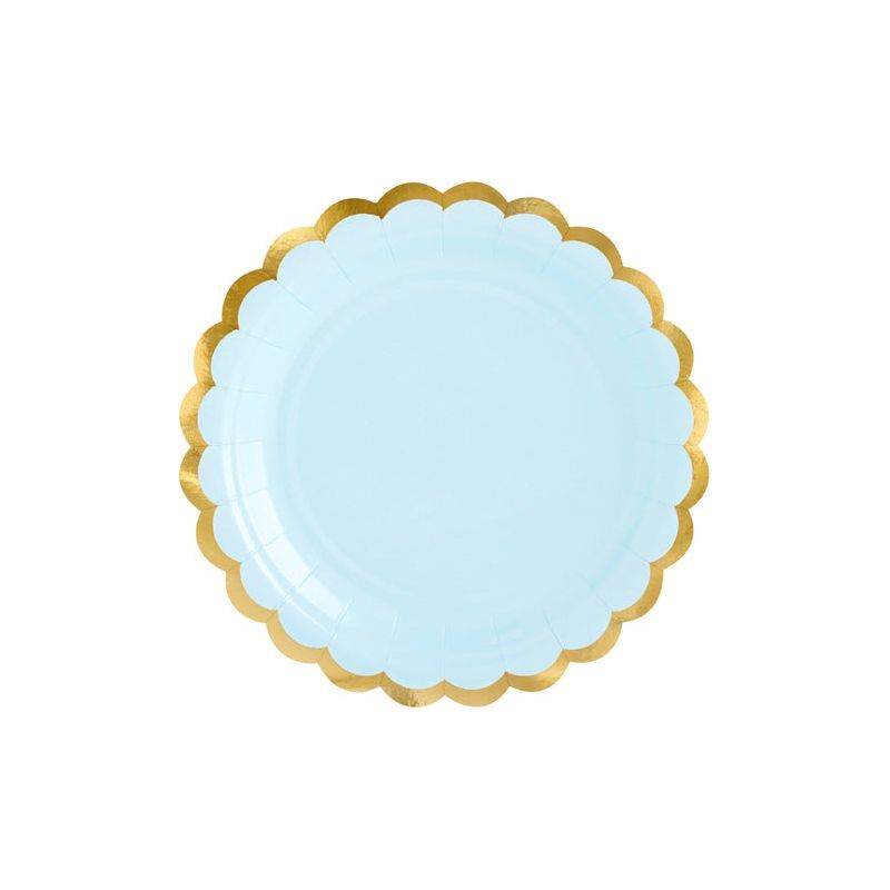 Scalloped Blue & Gold Plates 6CT