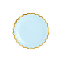 Scalloped Blue & Gold Plates 6CT