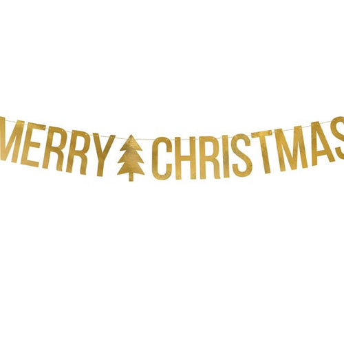 Gold Merry Christmas Banner
