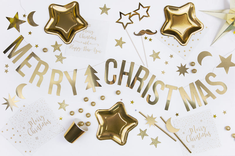 Gold Merry Christmas Banner