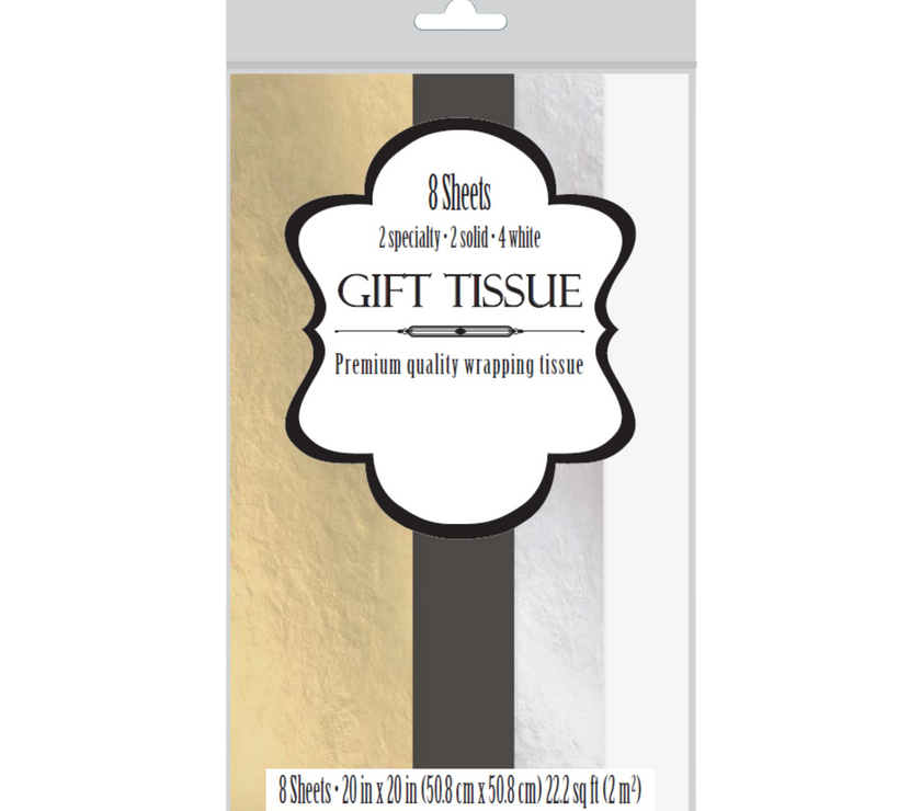 Assorted Metallic Tissue - 8 Sheets