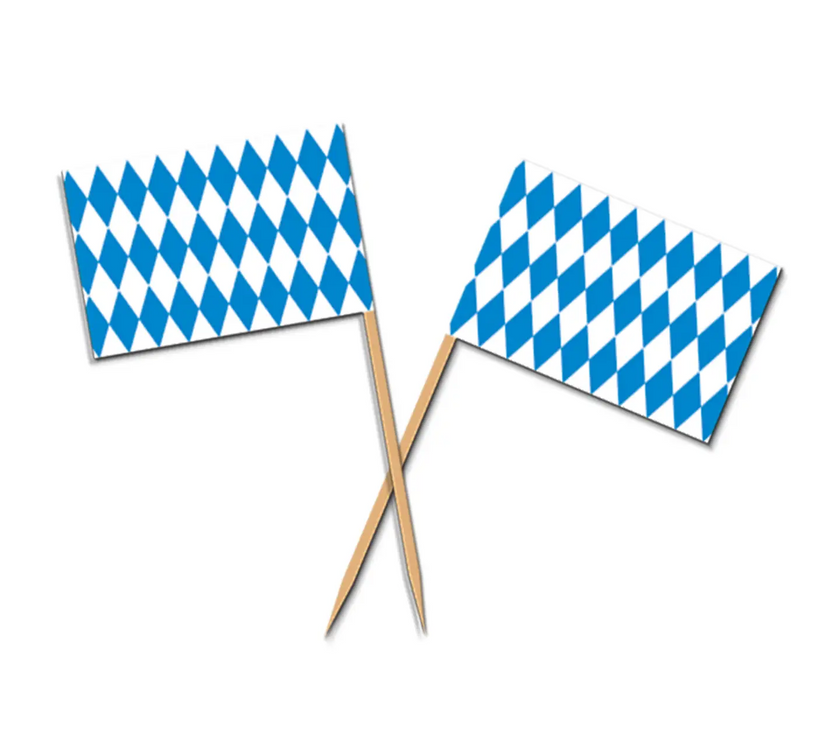 Oktoberfest Picks, 2½" Bavarian Blue and White Diamond Check