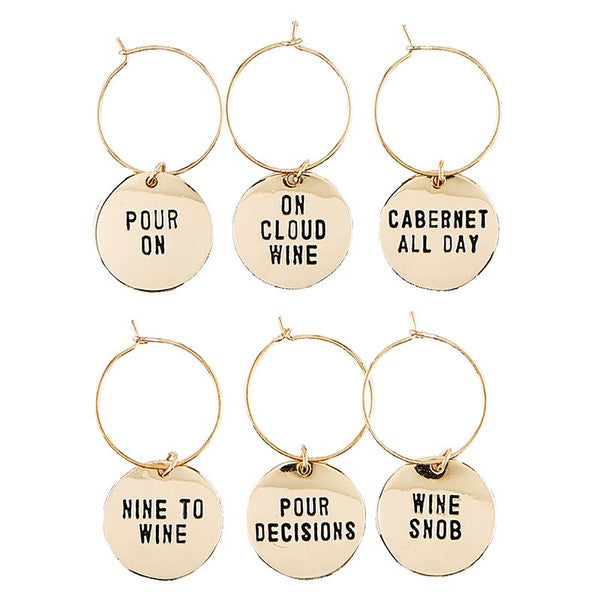 Wine Tasting Daily Wine Charms in Pine Box