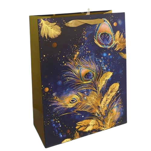 Peacock Gold Embossed Large Gift Bag