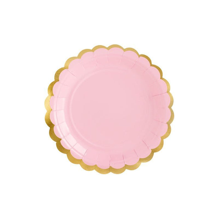 Scalloped Pink and Gold Plates 6CT