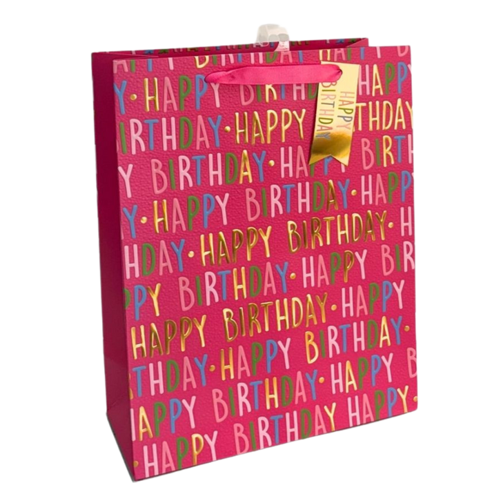 Pink Happy Birthday Embossed Large Gift Bag