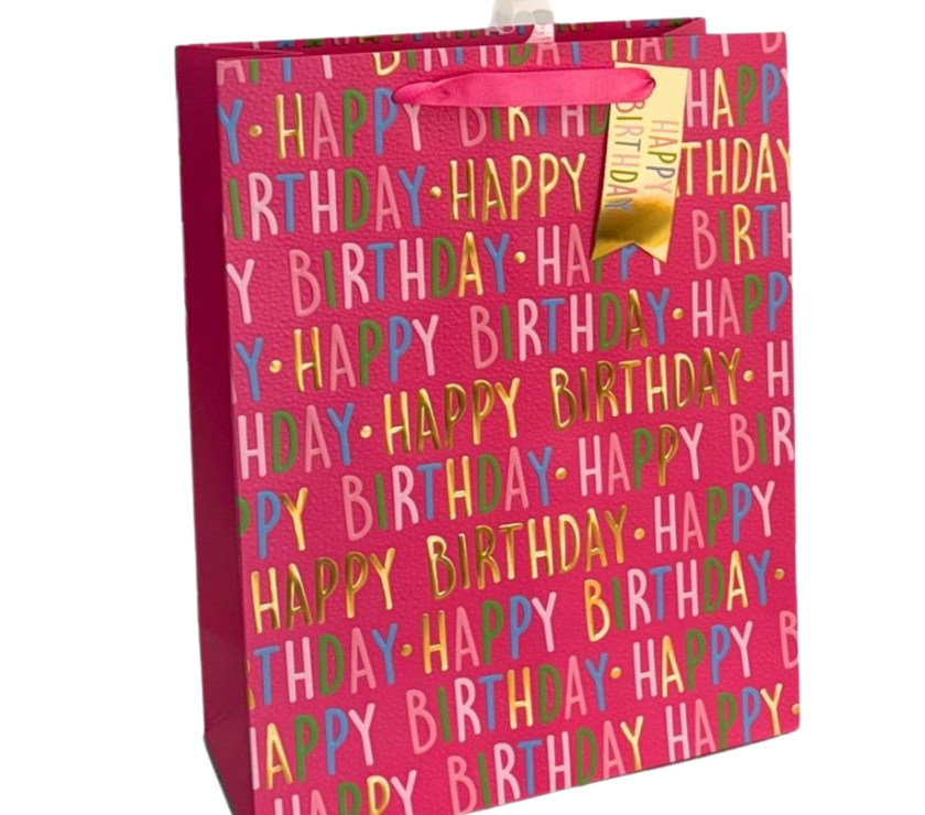 Pink Happy Birthday Embossed Large Gift Bag