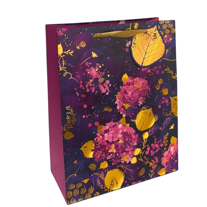 Purple and Gold Embossed Large Floral Bag