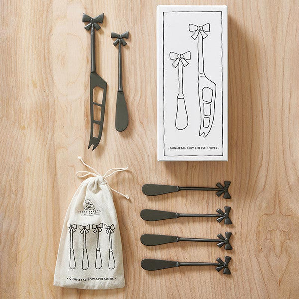 Gun Metal Bow Charcuterie Essentials Cheese Knives - Set of 2